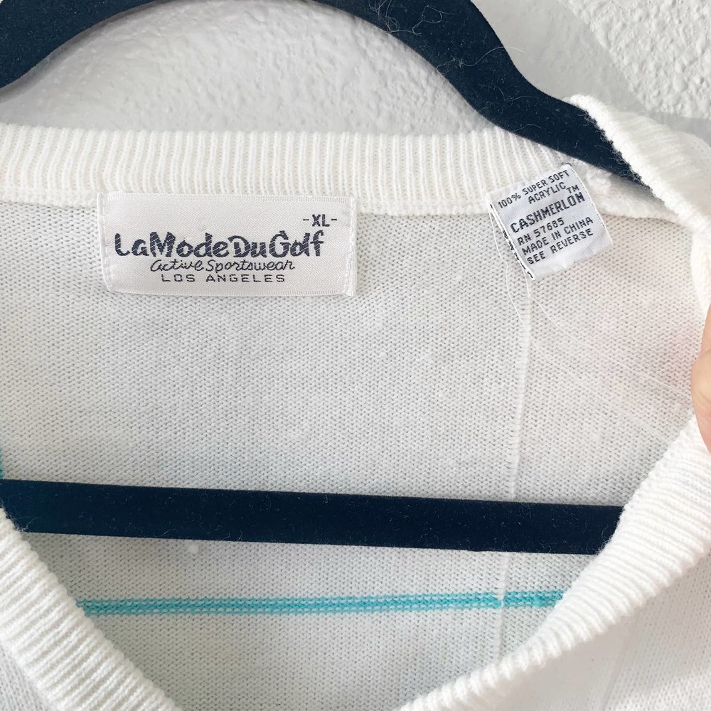 La Mode Du Golf Vintage V-Neck Pullover Sweater XL - Picture 4 of 6